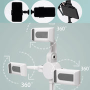 Telescopic Adjustment Live Frame Desktop Tablet Mobile Phone Bracket, Specification: K06 Three-seat (White)