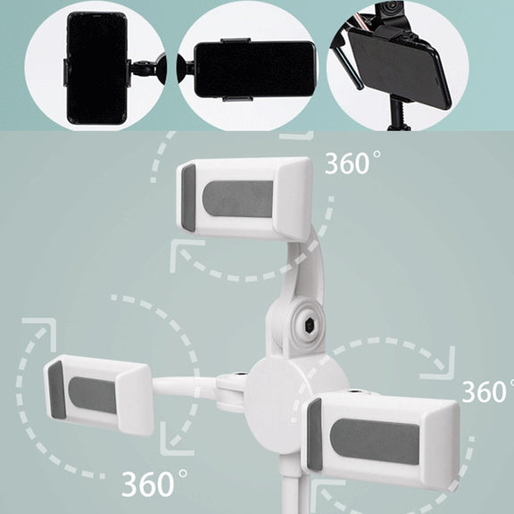 Telescopic Adjustment Live Frame Desktop Tablet Mobile Phone Bracket, Specification: K06 Three-seat (White)
