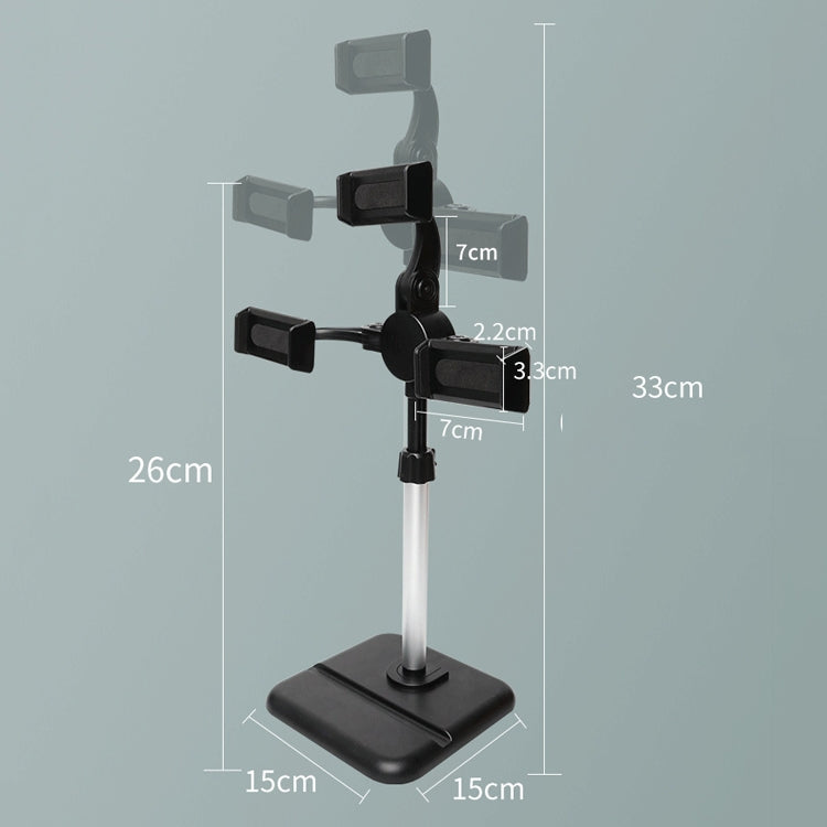 Telescopic Adjustment Live Frame Desktop Tablet Mobile Phone Bracket, Specification: K06 Three-seat (White)