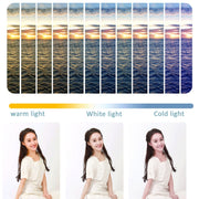 Telescopic Adjustment Live Frame Desktop Tablet Mobile Phone Bracket, Specification: K07 Three-seat With Fill Light (White)