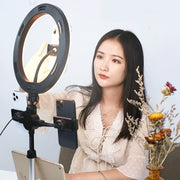 Telescopic Adjustment Live Frame Desktop Tablet Mobile Phone Bracket, Specification: K07 Three-seat With Fill Light (White)