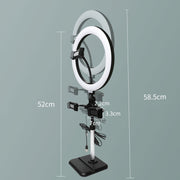 Telescopic Adjustment Live Frame Desktop Tablet Mobile Phone Bracket, Specification: K07 Three-seat With Fill Light (White)
