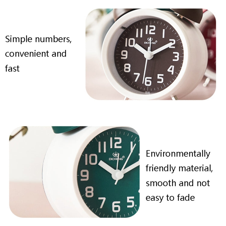 6016 Simple Bell Small Alarm Clock Students Learning Bedside Clock With Night Light(Green)