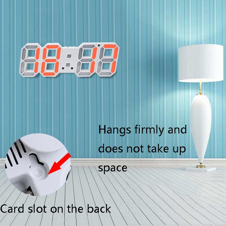 6609 3D Stereo LED Alarm Clock Living Room 3D Wall Clock, Colour: Green
