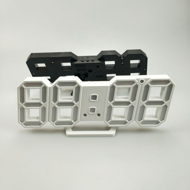 6609 3D Stereo LED Alarm Clock Living Room 3D Wall Clock, Colour: Black Frame Orange Light