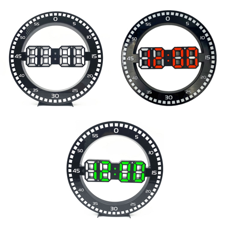 DS-3688L Living Room 3D Wall Clock Big Screen LED Electronic Clock, Colour: Black+Red