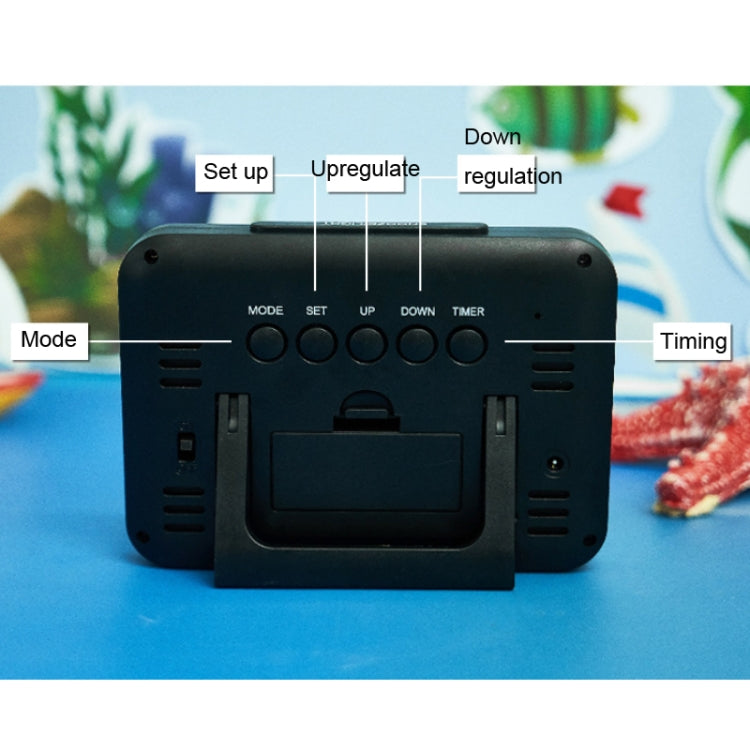 Color Screen Children Electronic Alarm Clock LCD Bedside Alarm Clock(Black Whale)