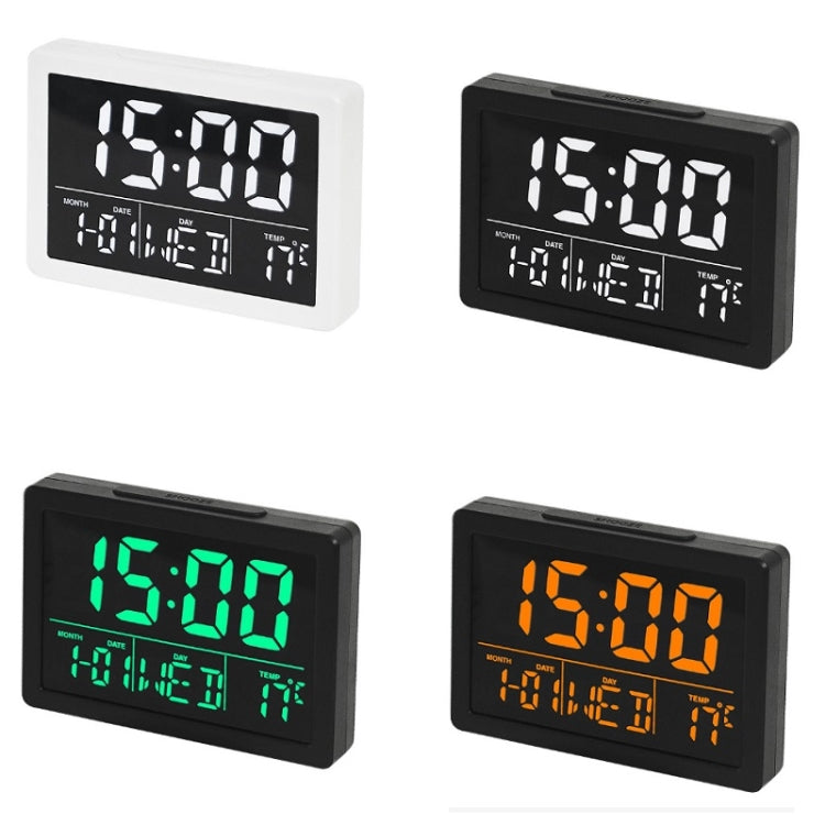 Large Screen LED Clock Bedside Multifunctional Electronic Alarm Clock(White Shell White Light)