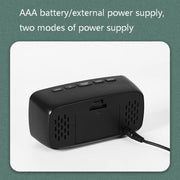 Mirror Bedside Alarm Clock Battery Plug-In Dual-Purpose LED Clock, Colour: Rectangular Black Shell (Mirror White Light)