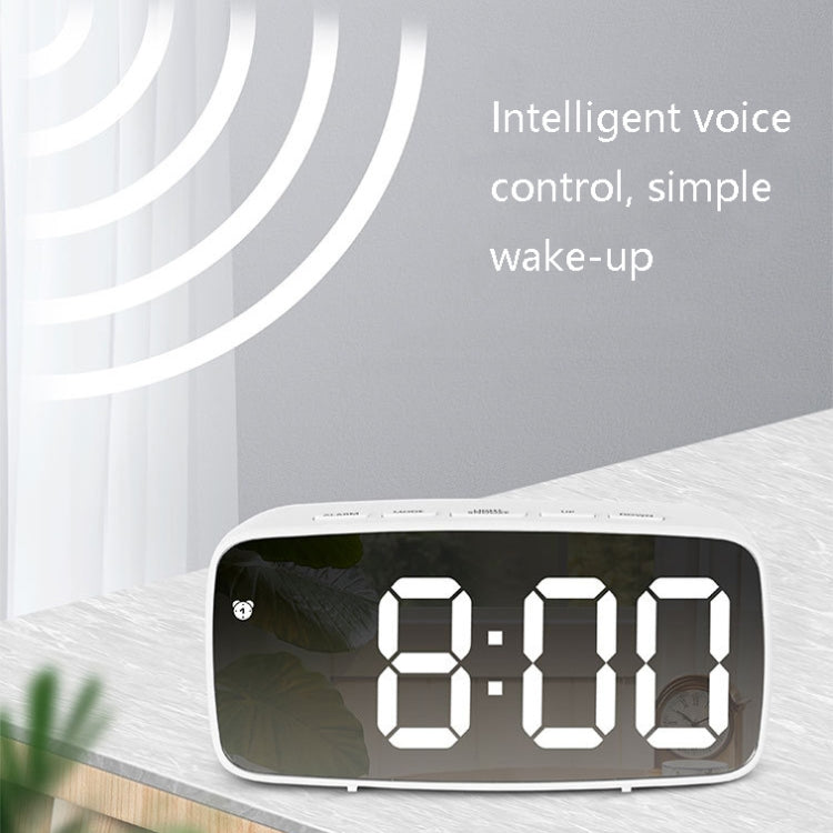 Mirror Bedside Alarm Clock Battery Plug-In Dual-Purpose LED Clock, Colour: Rectangular Black Shell (Mirror White Light)