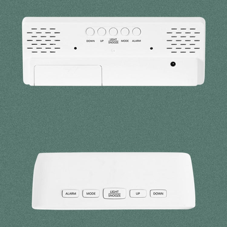 Mirror Bedside Alarm Clock Battery Plug-In Dual-Purpose LED Clock, Colour: Rectangular White Shell (Mirror Red Light)