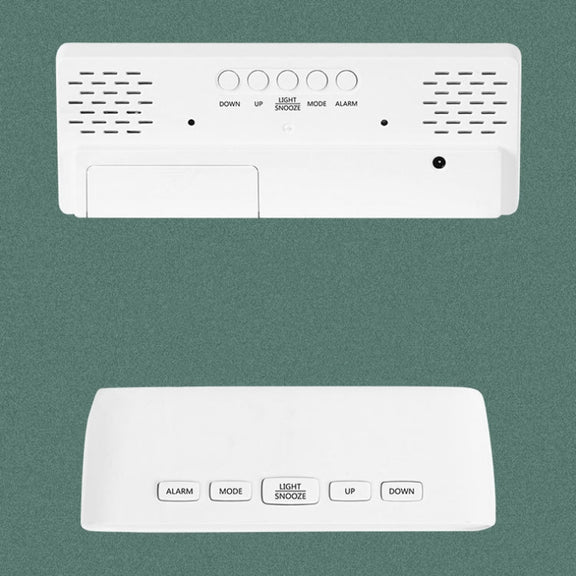 Mirror Bedside Alarm Clock Battery Plug-In Dual-Purpose LED Clock, Colour: Rectangular White Shell (Mirror Red Light)