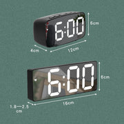 Mirror Bedside Alarm Clock Battery Plug-In Dual-Purpose LED Clock, Colour: Rectangular White Shell (Mirror Green Light)