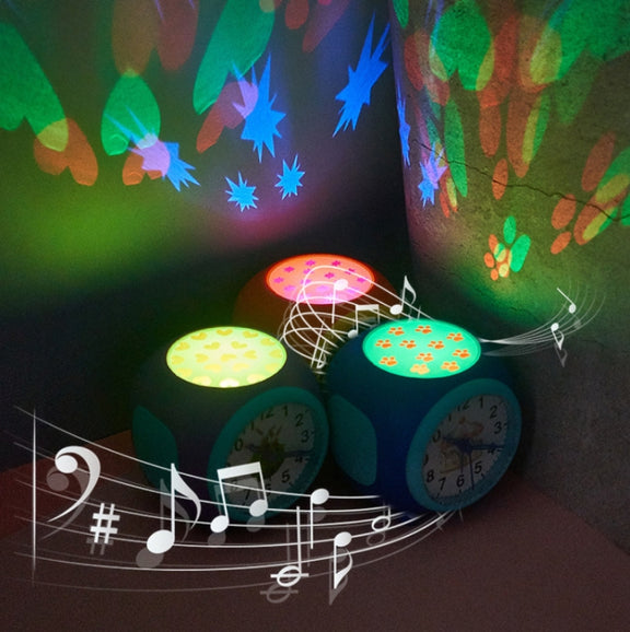 Children Romantic Starry Sky Projection Music Pointer Alarm Clock(Blue)