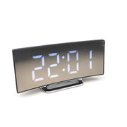 6507 Curved Big Screen Electronic Clock LED Mirror Mute Alarm Clock(White)