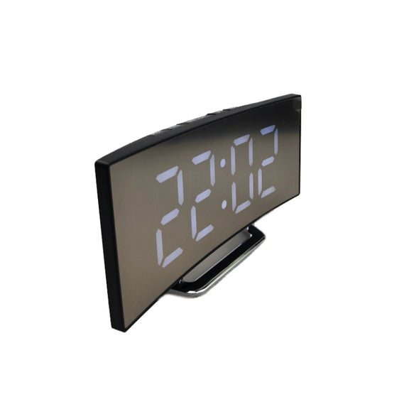 6507 Curved Big Screen Electronic Clock LED Mirror Mute Alarm Clock(Red)
