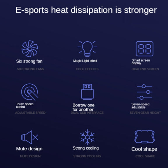 COOLCOLD RGB Notebook Radiator Six Fan Adjustable Laptop Cooling Base 5V Touch 12 Symphony Version