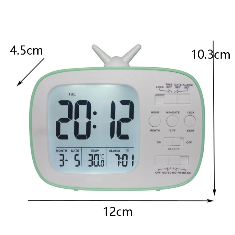 G179 Retro TV Alarm Clock Student Dormitory Bed Electronic Clock(White English Version)