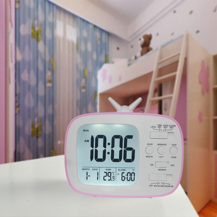G179 Retro TV Alarm Clock Student Dormitory Bed Electronic Clock(White English Version)