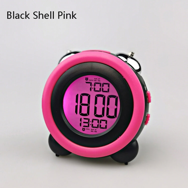 0705 Big Volume Simple Three-Dimensional LED Alarm Clock Mute Luminous Electronic Clock(Black Shell Pink)