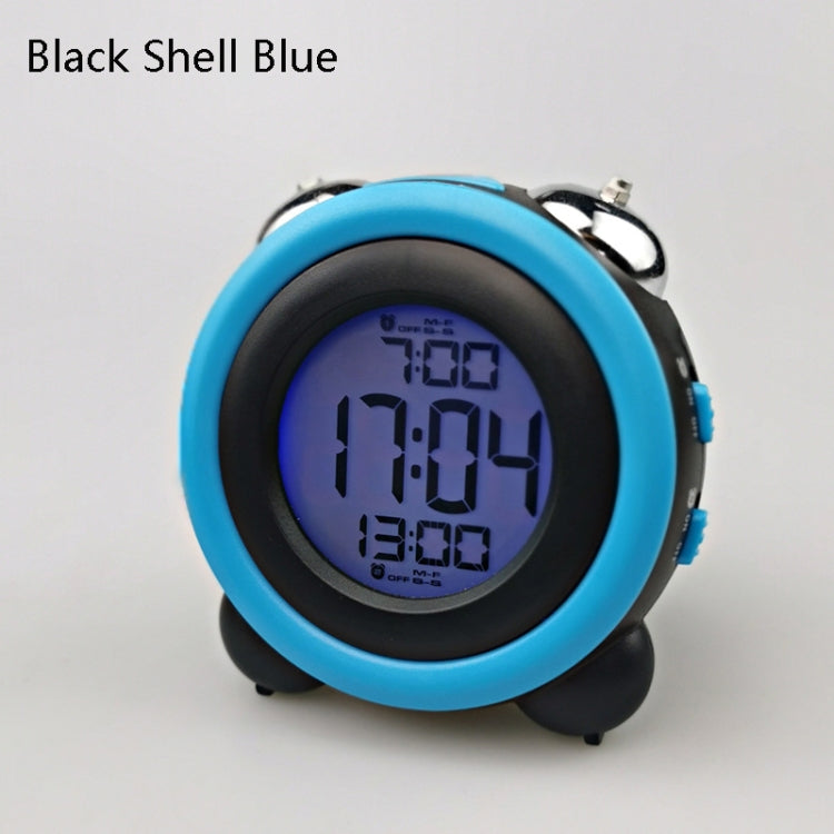 0705 Big Volume Simple Three-Dimensional LED Alarm Clock Mute Luminous Electronic Clock(Black Shell Blue)