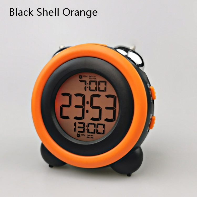 0705 Big Volume Simple Three-Dimensional LED Alarm Clock Mute Luminous Electronic Clock(Black Shell Orange)