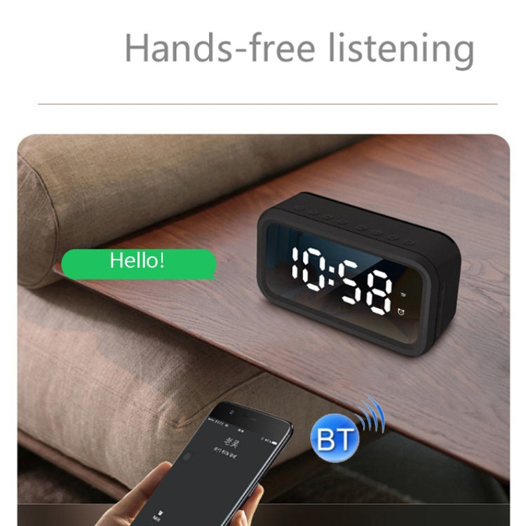 FY101 Charging Bluetooth Speaker Radio Alarm Mirror Electronic Clock(White)