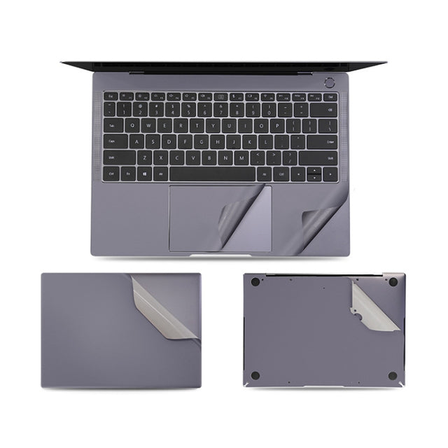 JRC 4 in 1 Computer Upper Cover + Lower Cover + Full Support Sticker + Touch Sticker Film Notebook Shell Protective Film For Huawei Matebook X Pro 2019 / 2020 (Gray)