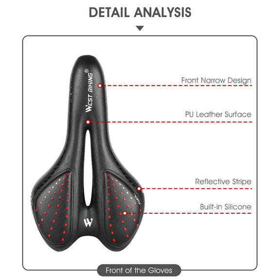 WEST BIKING YP0801086 Silicone Thickened Soft And Comfortable Bicycle Seat(Black)