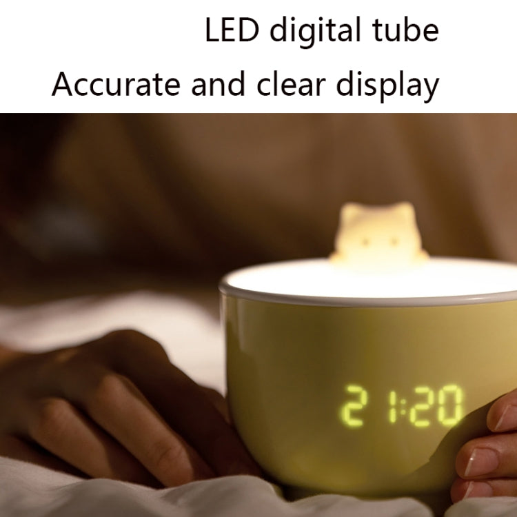 Multifunctional Voice-activated LED Light Shows Time Children Cartoon Cat Alarm Clock(Yellow)