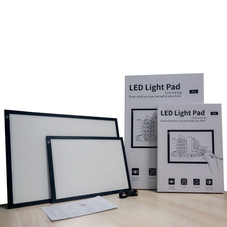 Copy Station Anime Drain Station LED Copy Board With Magnetic Suction Light Board Drawing Plate With USB Cable, Specification: A3 3 Gear Dimming (Black)