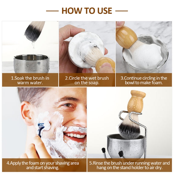 B3004 3 Pcs/Set Men Styling Tools Nylon Beard Brush Rack Foam Bowl(3 Pcs/Set)