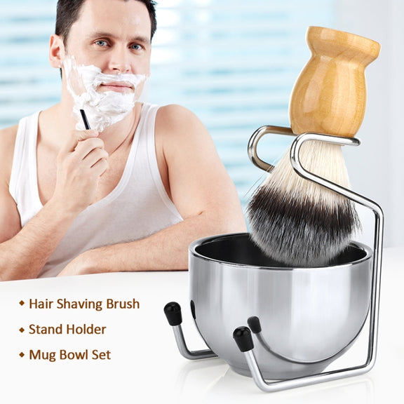 B3004 3 Pcs/Set Men Styling Tools Nylon Beard Brush Rack Foam Bowl(3 Pcs/Set)