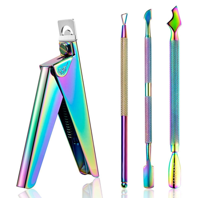 FABIYAN Nail Art Scissors Set Stainless Steel Nail Clippers Dead Skin Scissors Remover Steel Push, Specification: Set 4