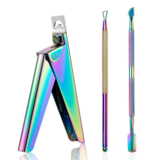 FABIYAN Nail Art Scissors Set Stainless Steel Nail Clippers Dead Skin Scissors Remover Steel Push, Specification: Set 5