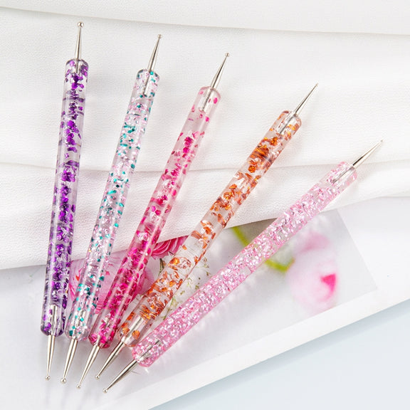 5 In 1 Nail Double-Headed Drill Pen Acrylic Transparent Pole Nail Tool