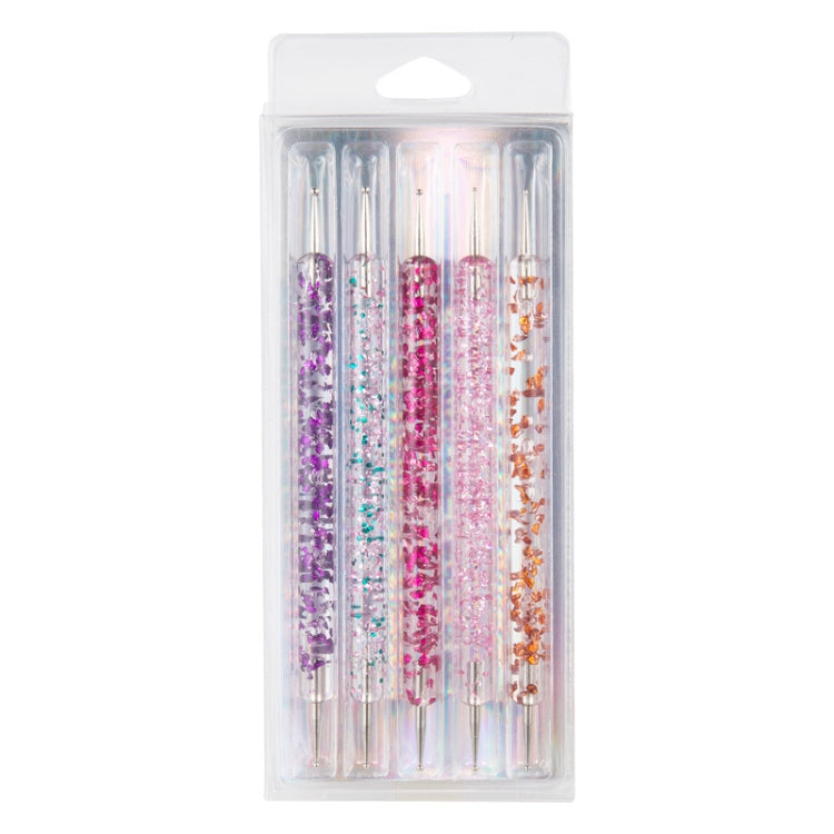 5 In 1 Nail Double-Headed Drill Pen Acrylic Transparent Pole Nail Tool