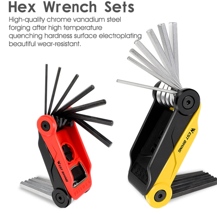 West Biking 16 In 1 Bicycle Repair Tool Multi-Function Wrench Hex Tool Riding Equipment(Black Red)