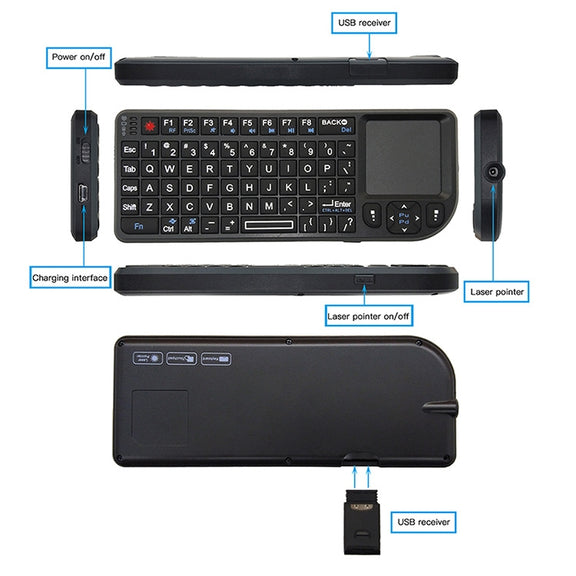 A8 Mini Wireless Mouse And Keyboard With Laser Touchpad Keyboard, Colour: English White Backlight