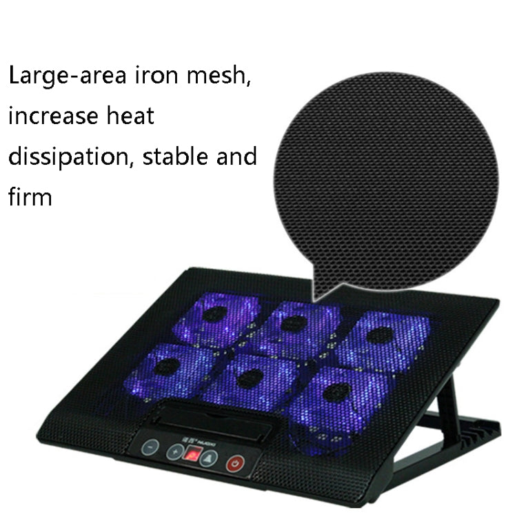 NUOXI M8 Laptop Radiator Multi-Angle Adjustment Six Fan Touch Screen Button Bracket(Blue)