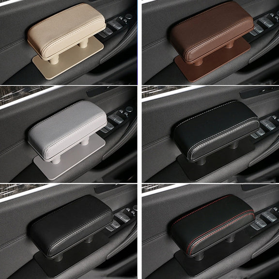 Car Arm Handle Seat Left Hand Elbow Tray Universal Leather Increasing Pad Central Armrest Box(Beige)
