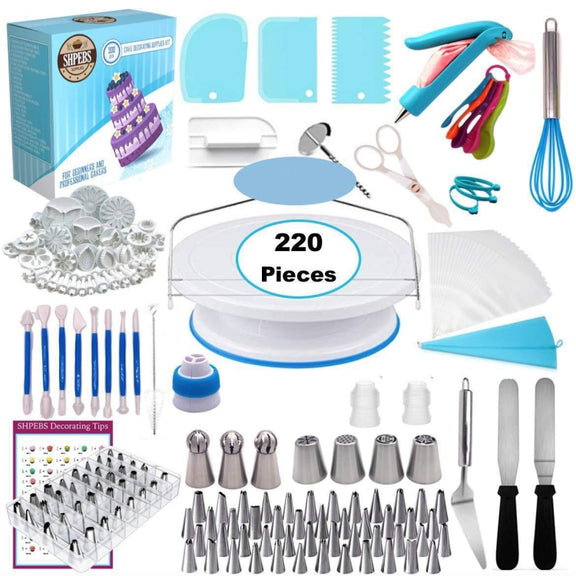 220 in 1 Cake Turntable Decorating Nozzle Set Baking Tool Fondant Mold Set