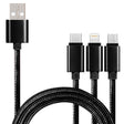5 PCS 2A 3 In 1 USB To USB-C / Type-C + 8 Pin + Micro USB Braided Data Cable(Black) - Multifunction Cable by PMC TechLife | Online Shopping South Africa | PMC TechLife | Buy Now Pay Later Mobicred