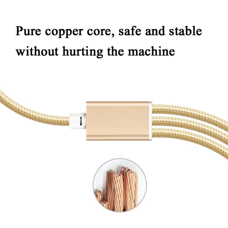 5 PCS 2A 3 In 1 USB To USB-C / Type-C + 8 Pin + Micro USB Braided Data Cable(Black)