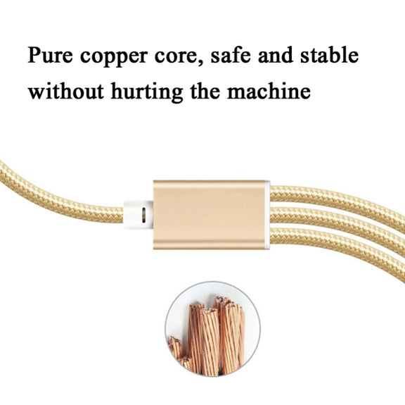 5 PCS 2A 3 In 1 USB To USB-C / Type-C + 8 Pin + Micro USB Braided Data Cable(Black)
