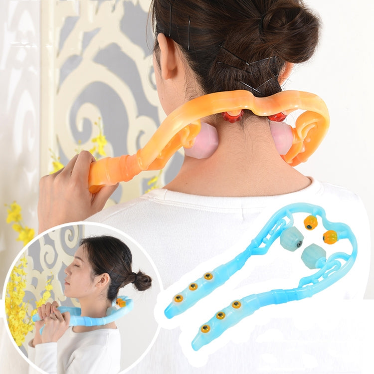 Manual Cervical Massager Home Multi-Function Shoulder And Neck Massage Roller, Shape: Strengthen Magnetic Therapy Orange