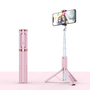 Bluetooth Selfie Stick with Tripod Multi-function Gimbal Mobile Phone Fill Light Live Support(Girl Powder)