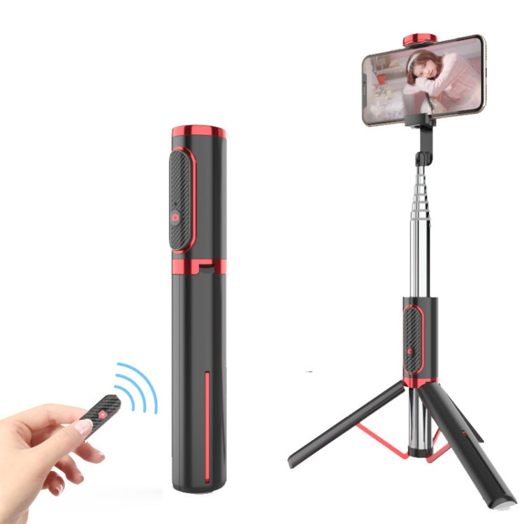 Bluetooth Selfie Stick with Tripod Multi-function Gimbal Mobile Phone Fill Light Live Support(Passion Red)