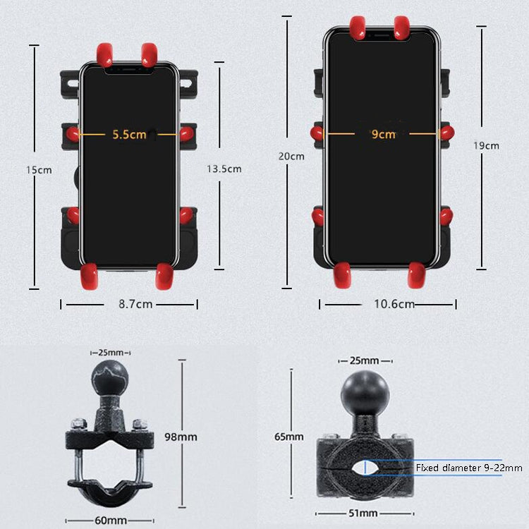 Motorcycle Metal Navigation Mobile Phone Bracket,Style: Handle Installation (Hand Twist)
