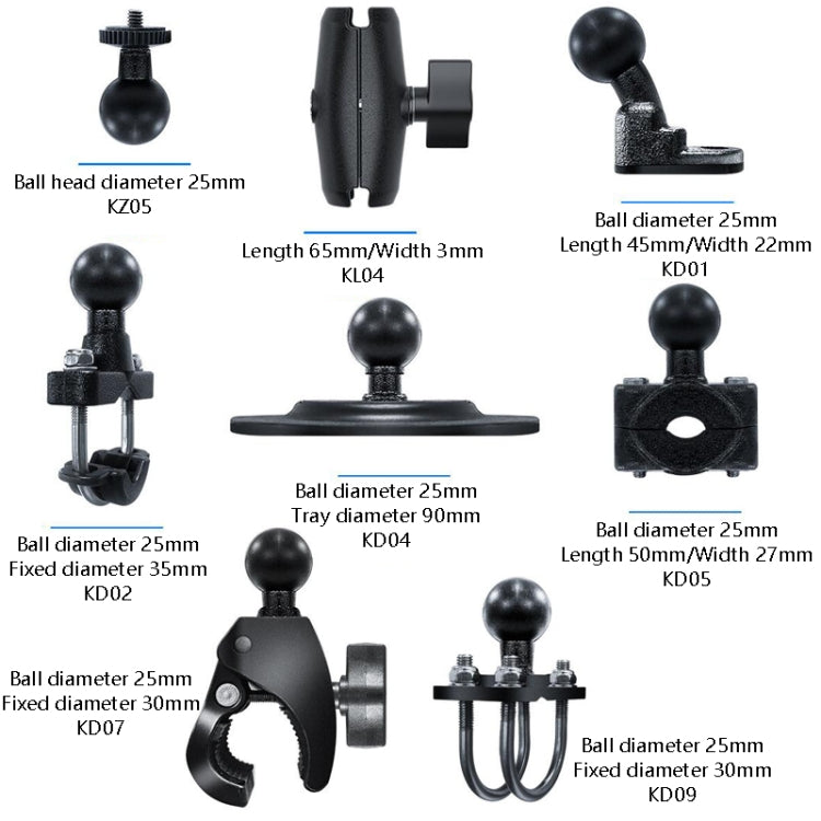 Motorcycle Riding Recorder Bracket Camera Holder, Style: KZ05 + KL04 + KD09
